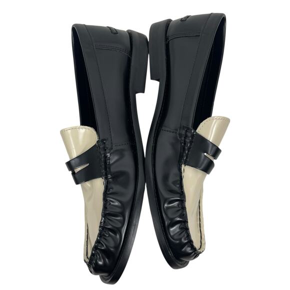 Mango Two Tone Leather Penny Loafer Black & White Size 39/ 8.5 - Picture 6 of 12